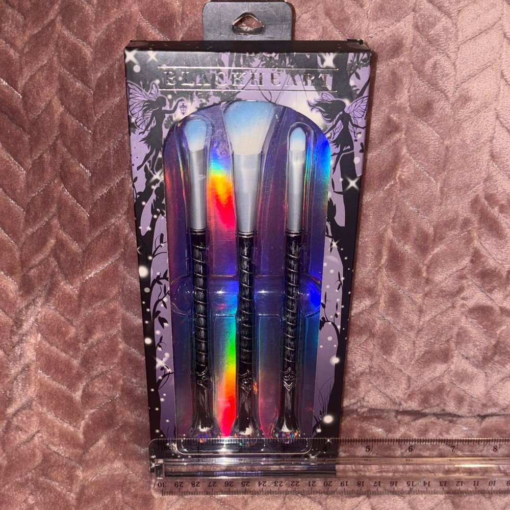 Blackheart Silver Holographic Bristle Makeup Brush Trio